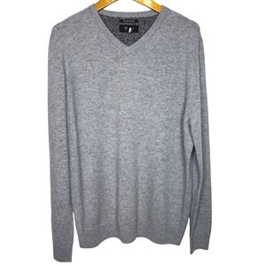 Nordstrom Mens Shop‎ V-Neck Cashmere Sweater Large Gray